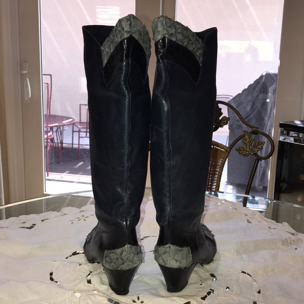 Maud Frizon Black Leather Boots - Picture 4 of 8